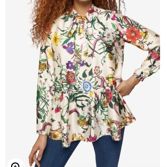 ELLOS Tie-Neck Peplum Tunic - Picture 1 of 5